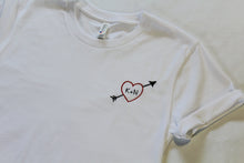 Load image into Gallery viewer, CUSTOM EMBROIDERED PERSONALIZED HEART T-SHIRT